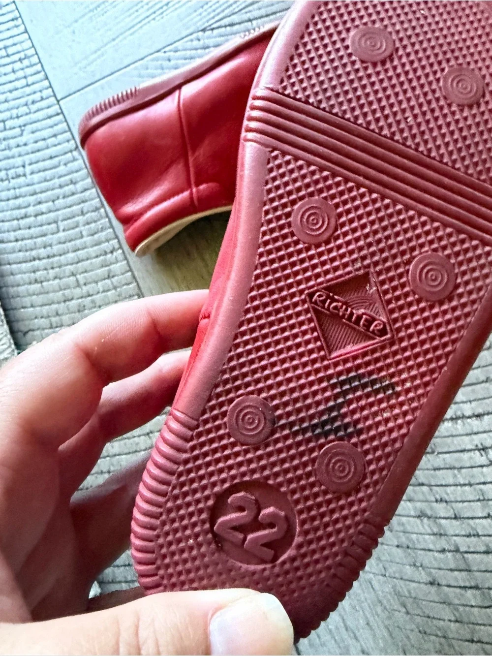 Vintage Richter Red Leather Baby First Walker Shoes EU 22 Austria